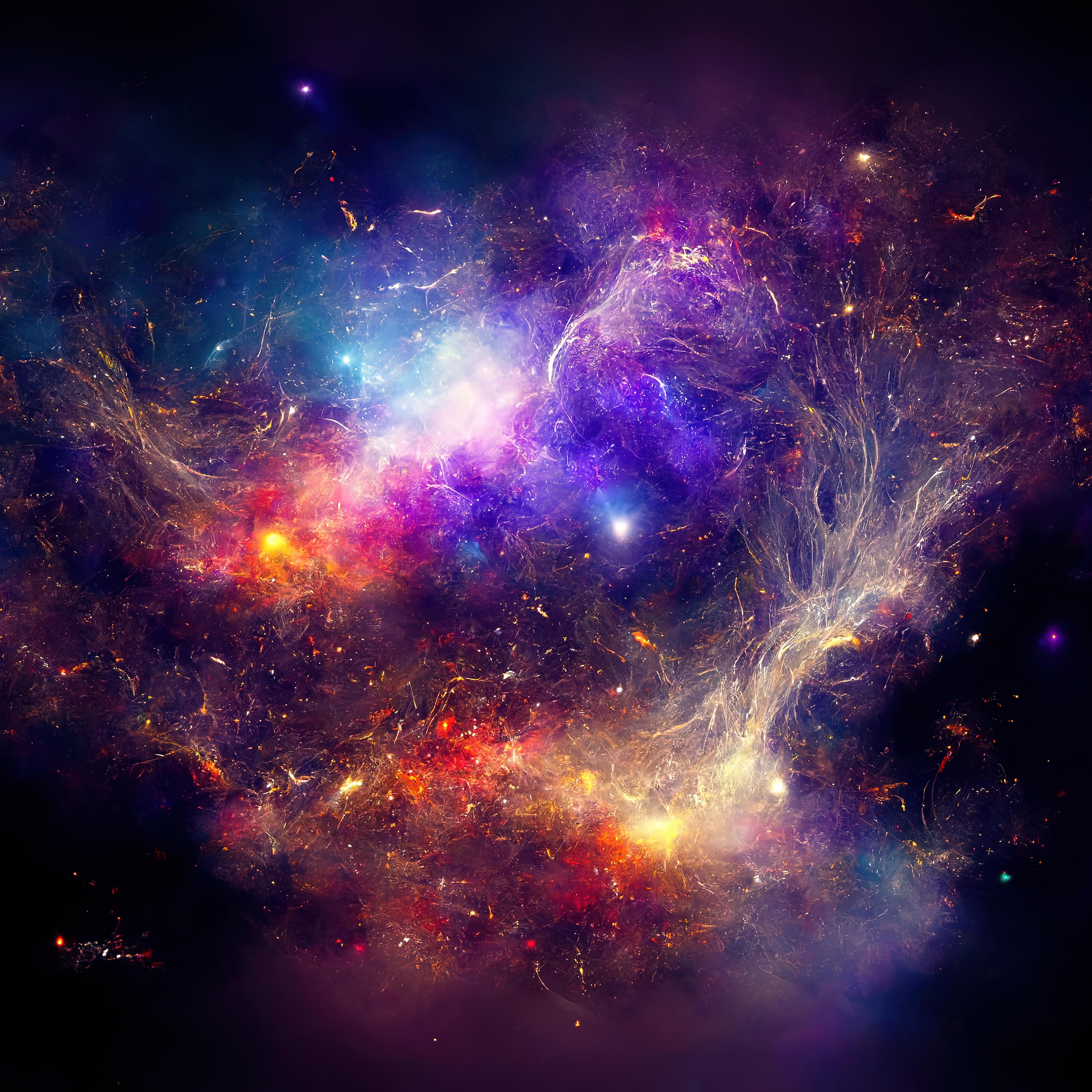 Space background with stardust and shining stars. Realistic colorful cosmos with nebula and milky way. Galaxy backdrop. Beautiful outer space. Infinite universe. illustration. Generative AI
